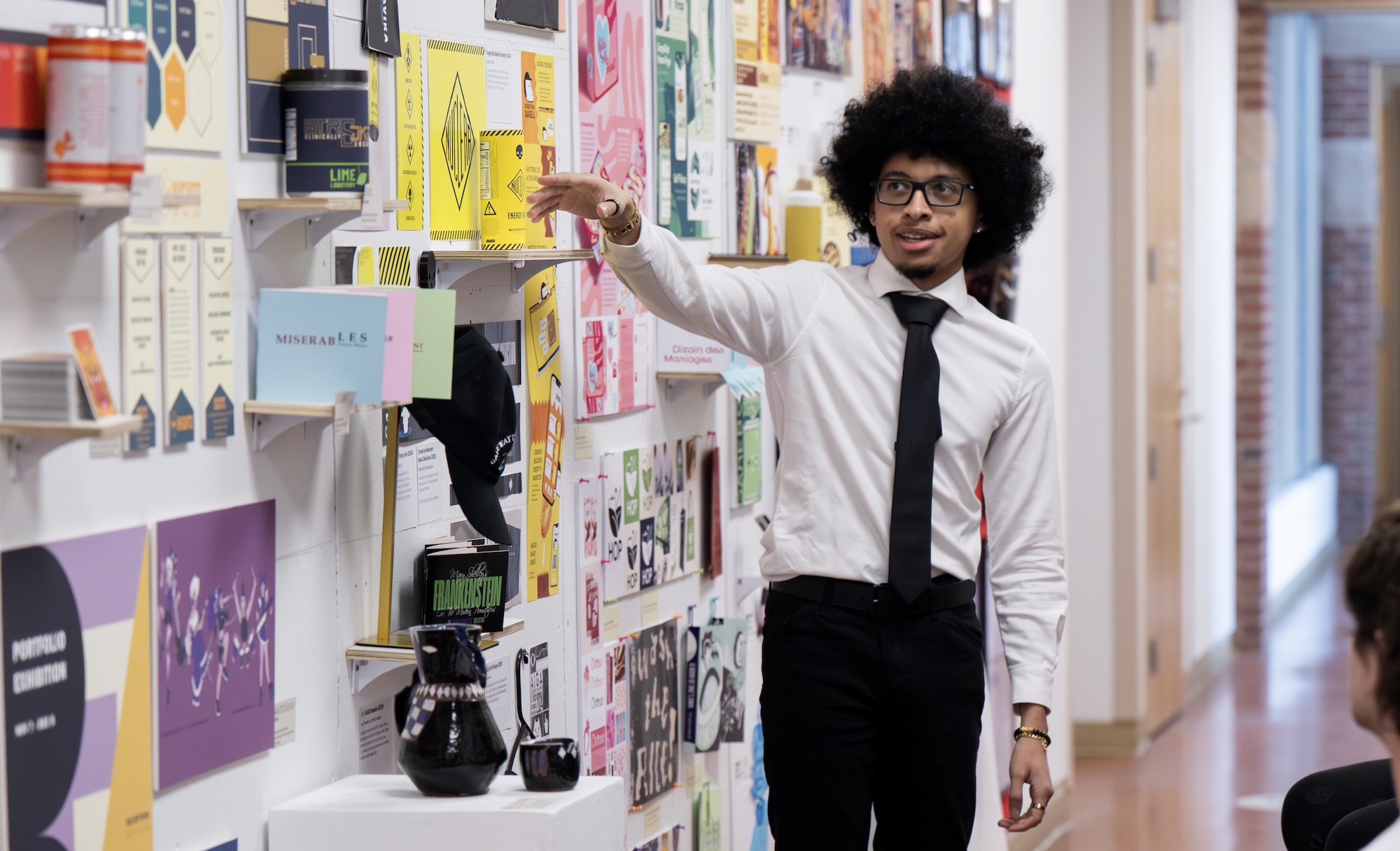 Students presenting their work at a portfolio review