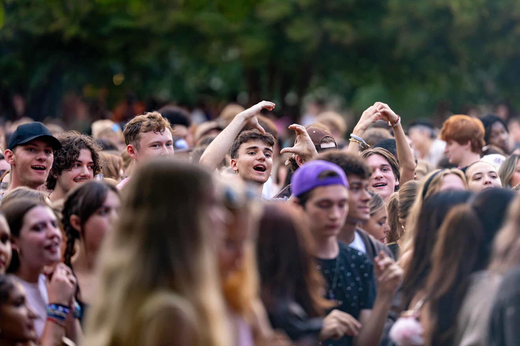 students gathered outside for a concert