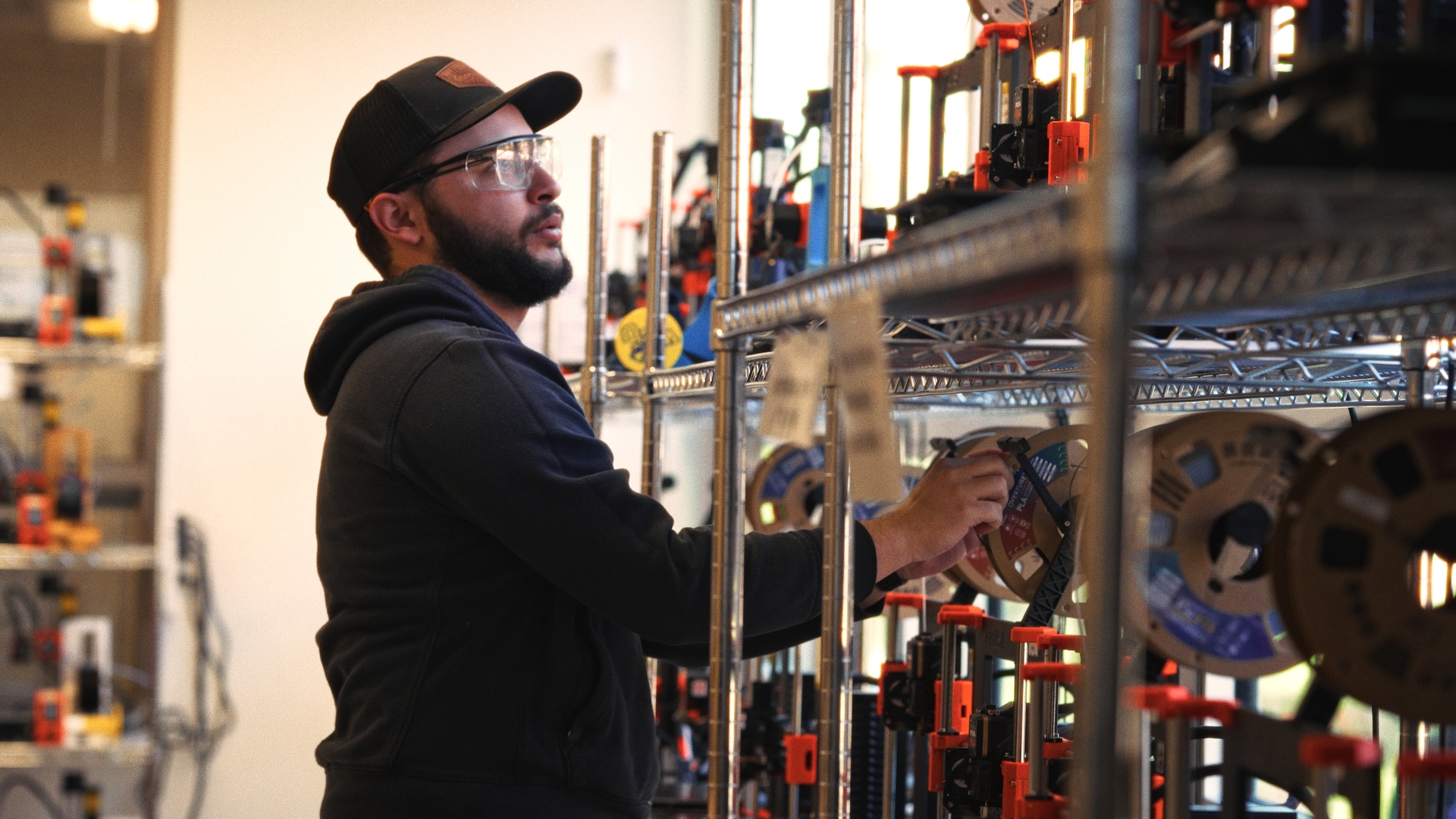 engineering student working in lab