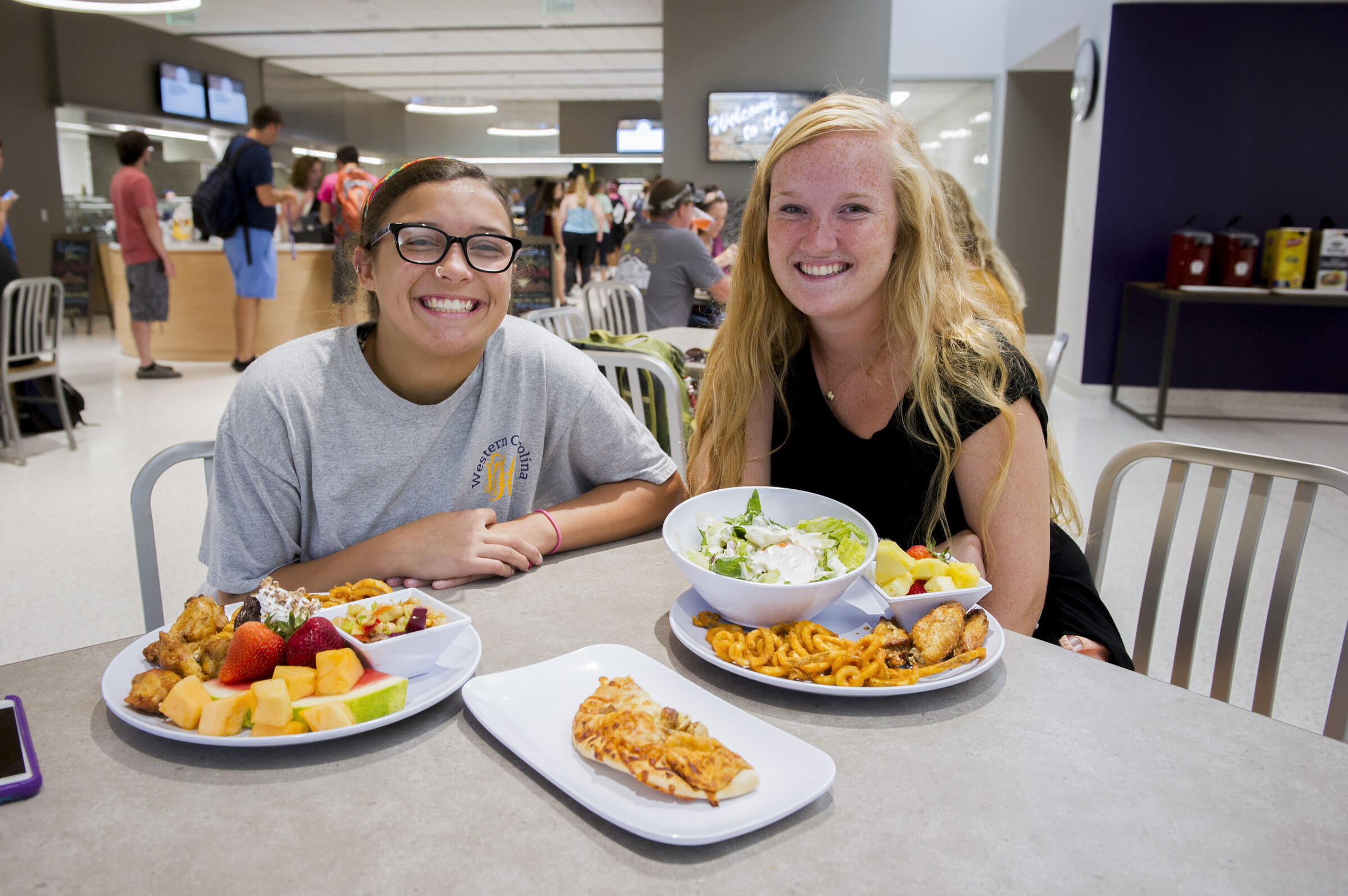 students in dining hall
