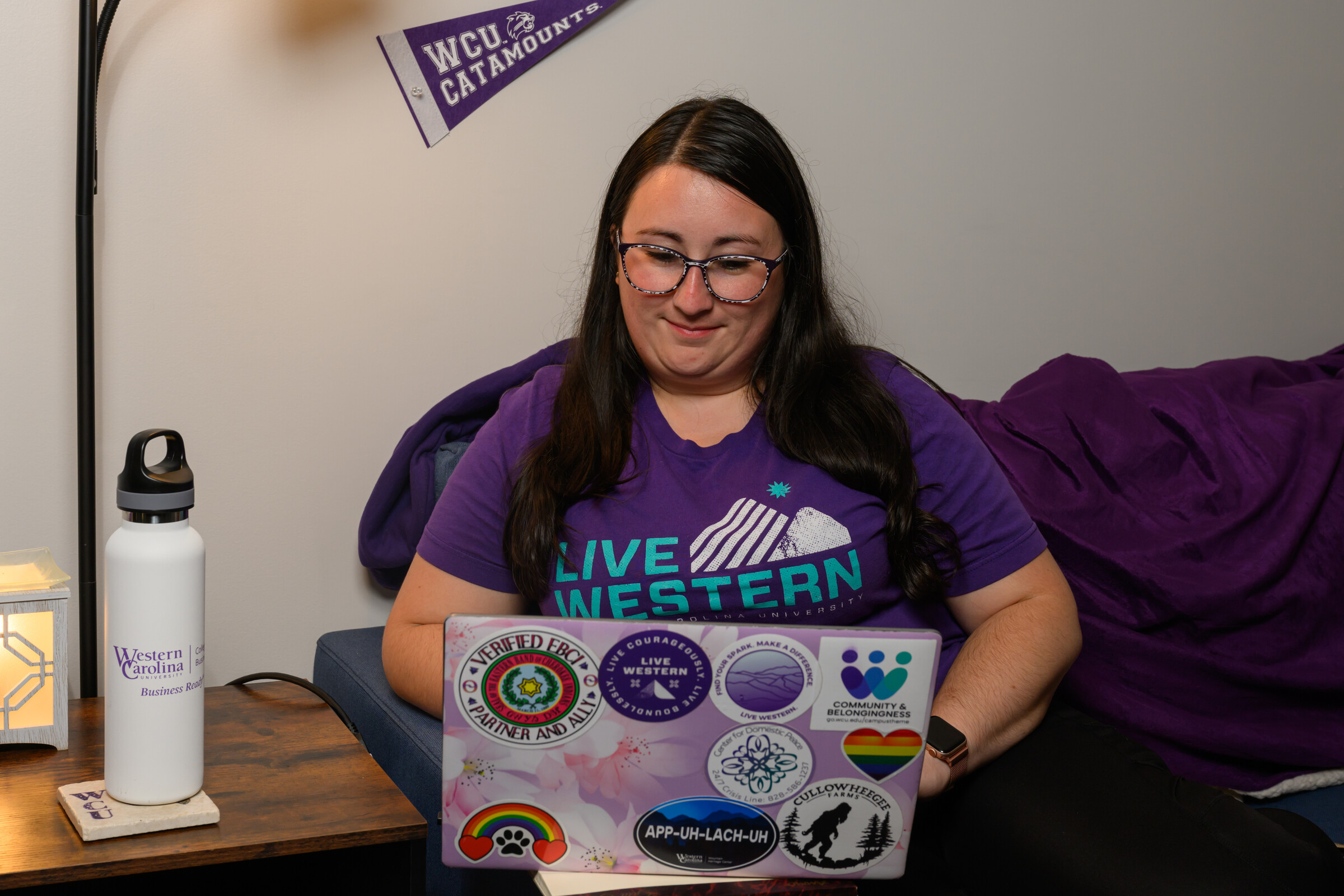 student working from home