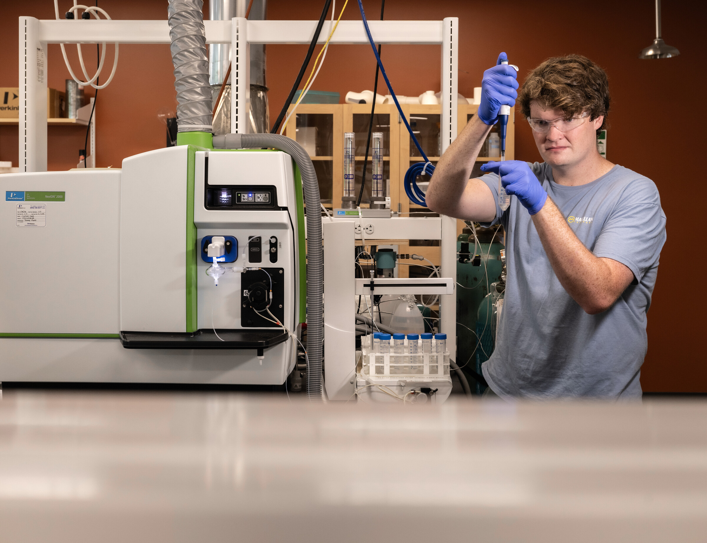 student working in lab