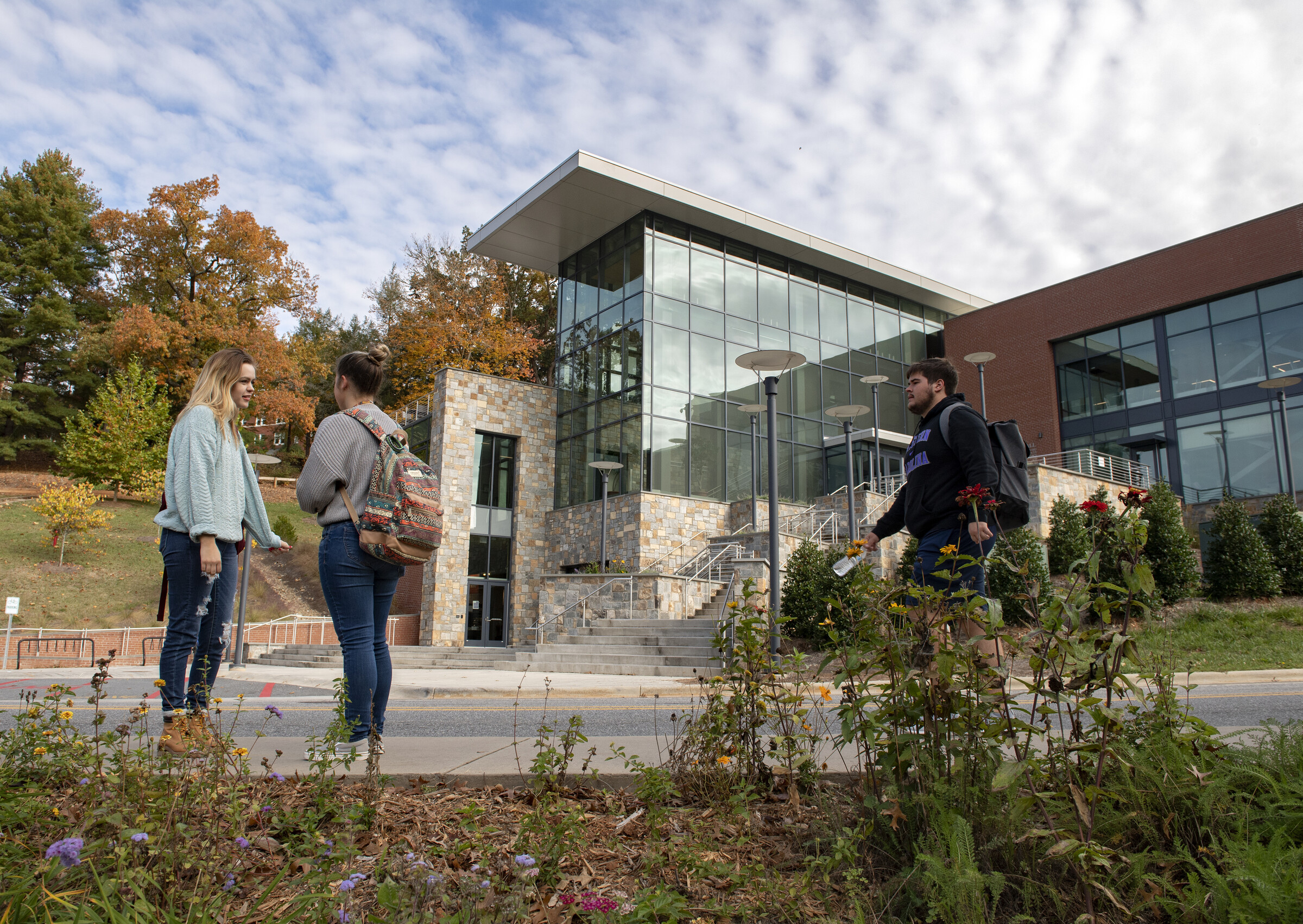students walking on campus