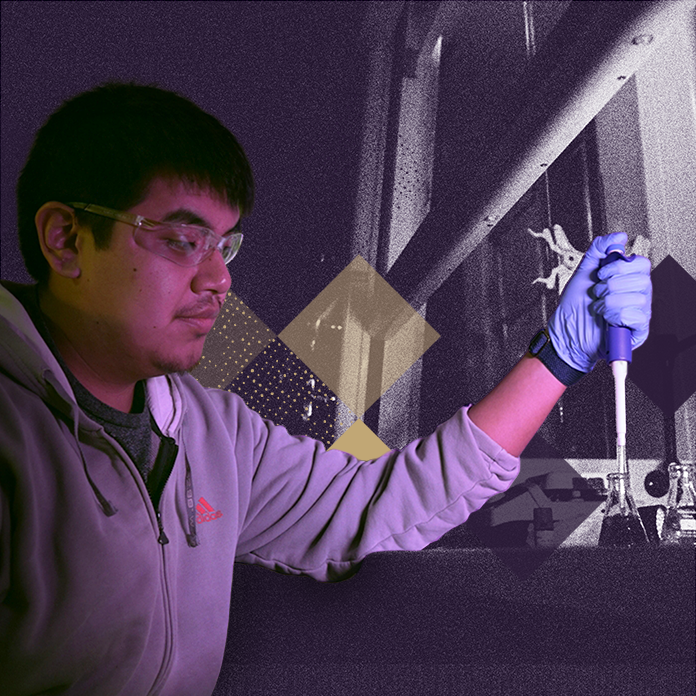 student working in a chemistry lab